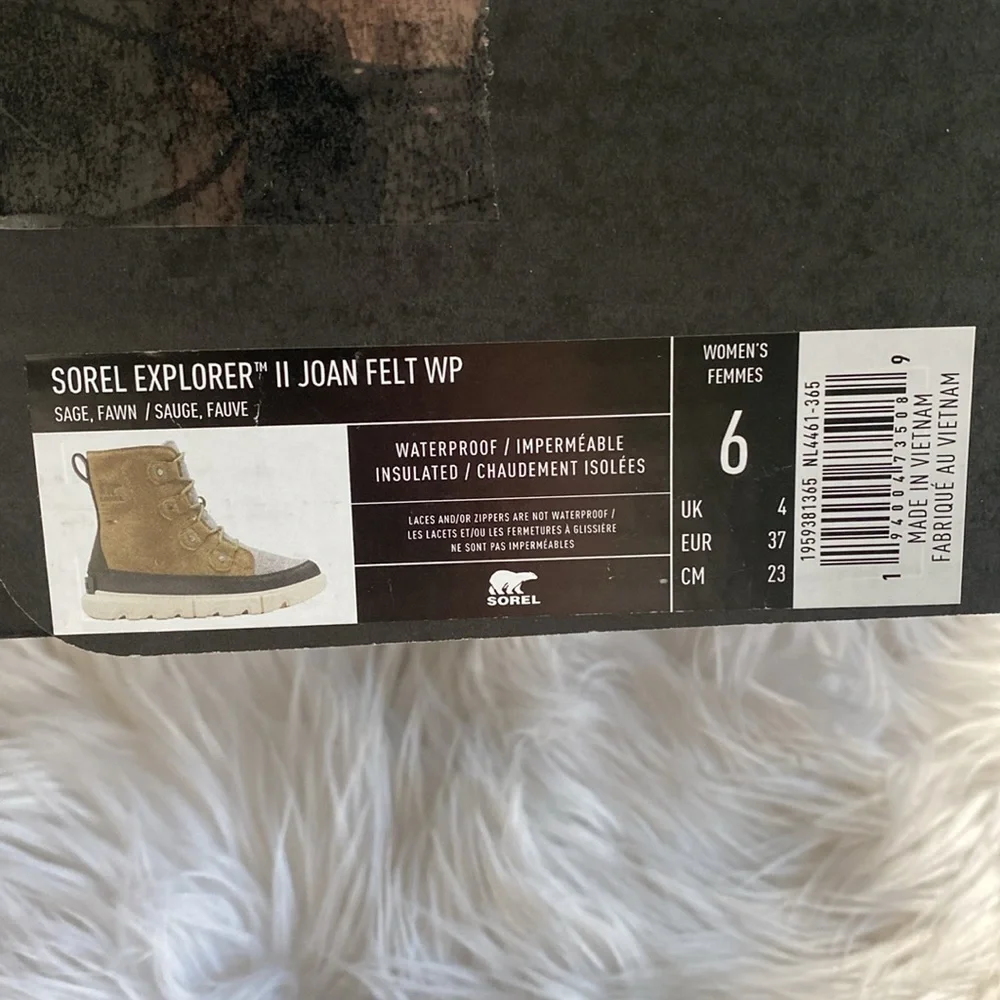 ❄️SOREL Explorer II Joan Felt WP Green white black red Women’s 6 - Picture 17 of 17